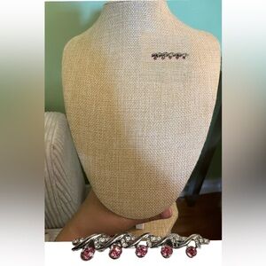 Silver Brooch with Pink Crystal Accents